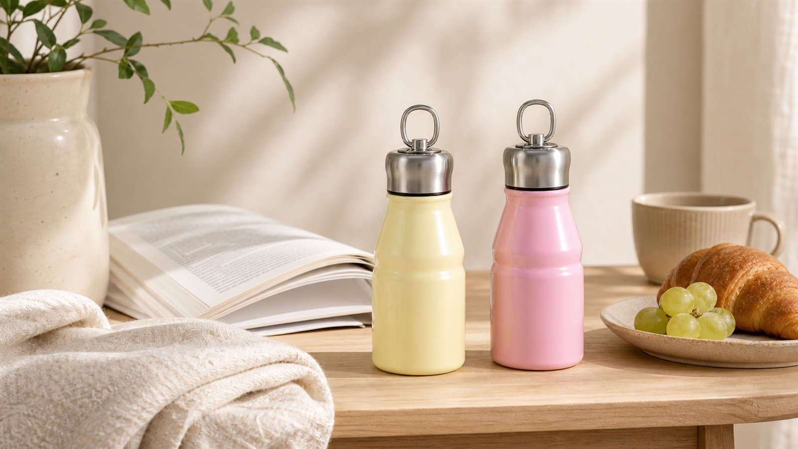 KENSYDE 12oz Ring Handle Tumbler in a cozy home setup with book and soft cloth